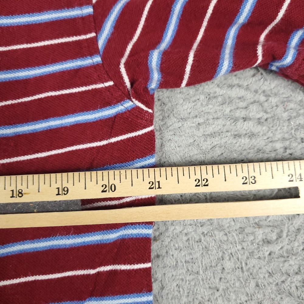 Tommy Hilfiger Mens Large Polo Shirt Red Blue Striped Short Sleeve Cotton Pique - Picture 5 of 6